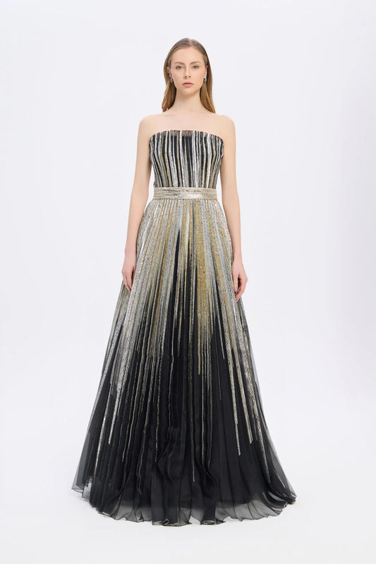 Princess Cut Long Shimmering Evening Dress