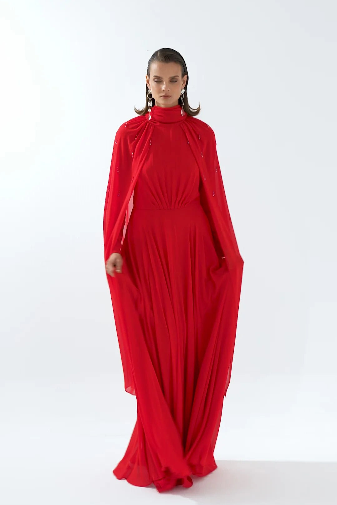 Beaded Chiffon Long Evening Dress