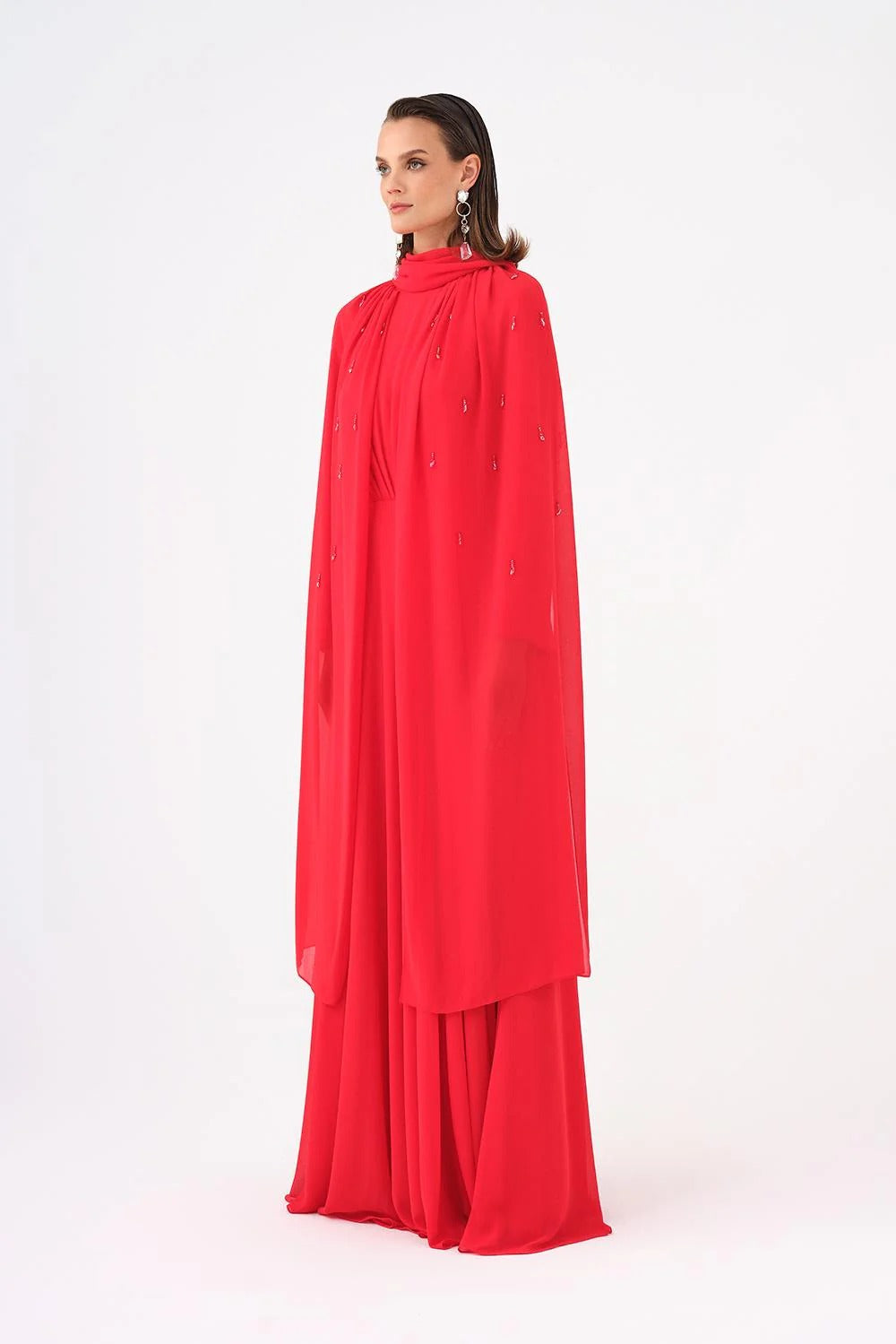 Beaded Chiffon Long Evening Dress