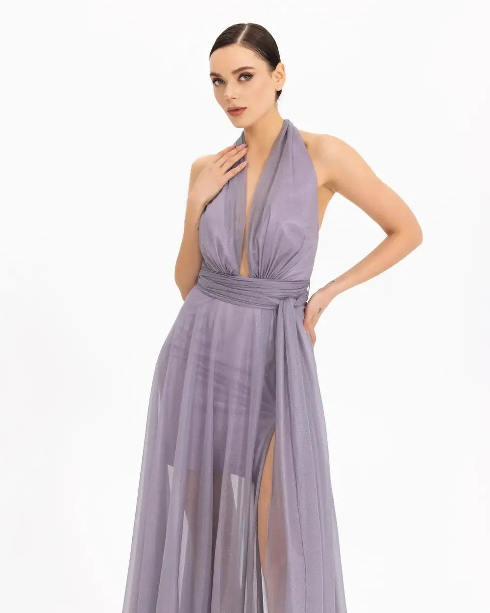 Tulle Evening Dress with Sequin Detail