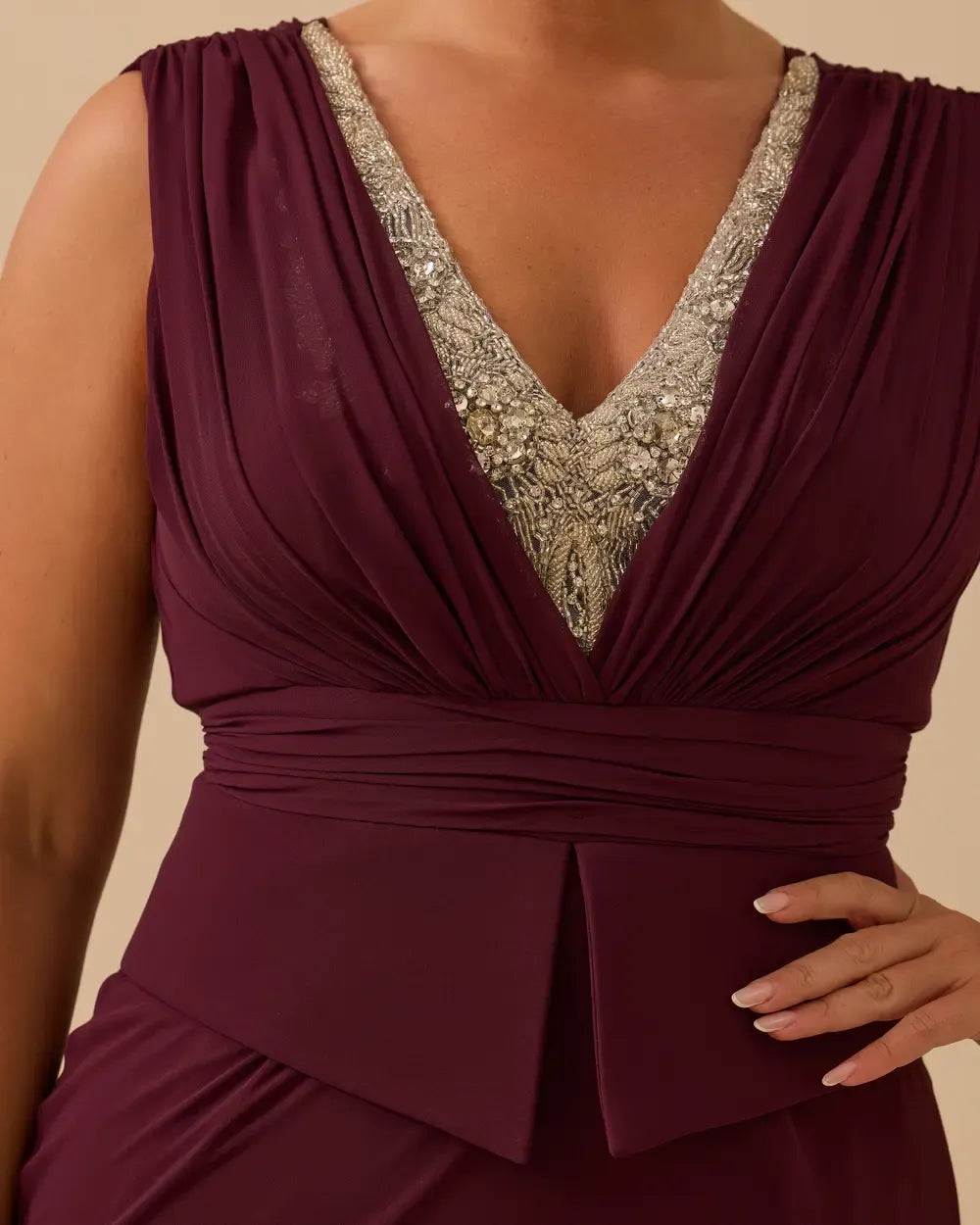 Plus Size Mermaid Dress with Indian Accessories – Plum