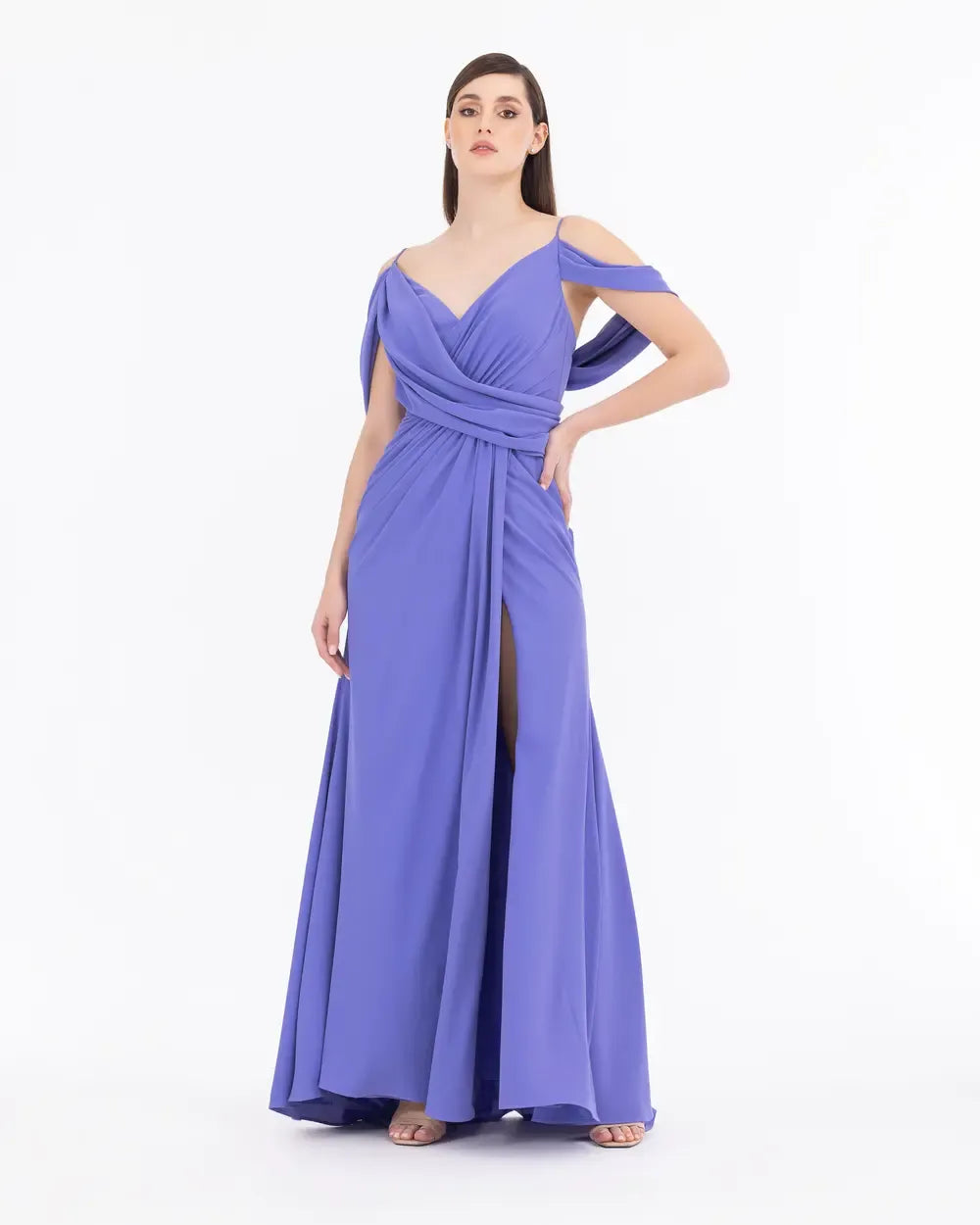 Spaghetti Strap Full-Length Chiffon Evening Dress