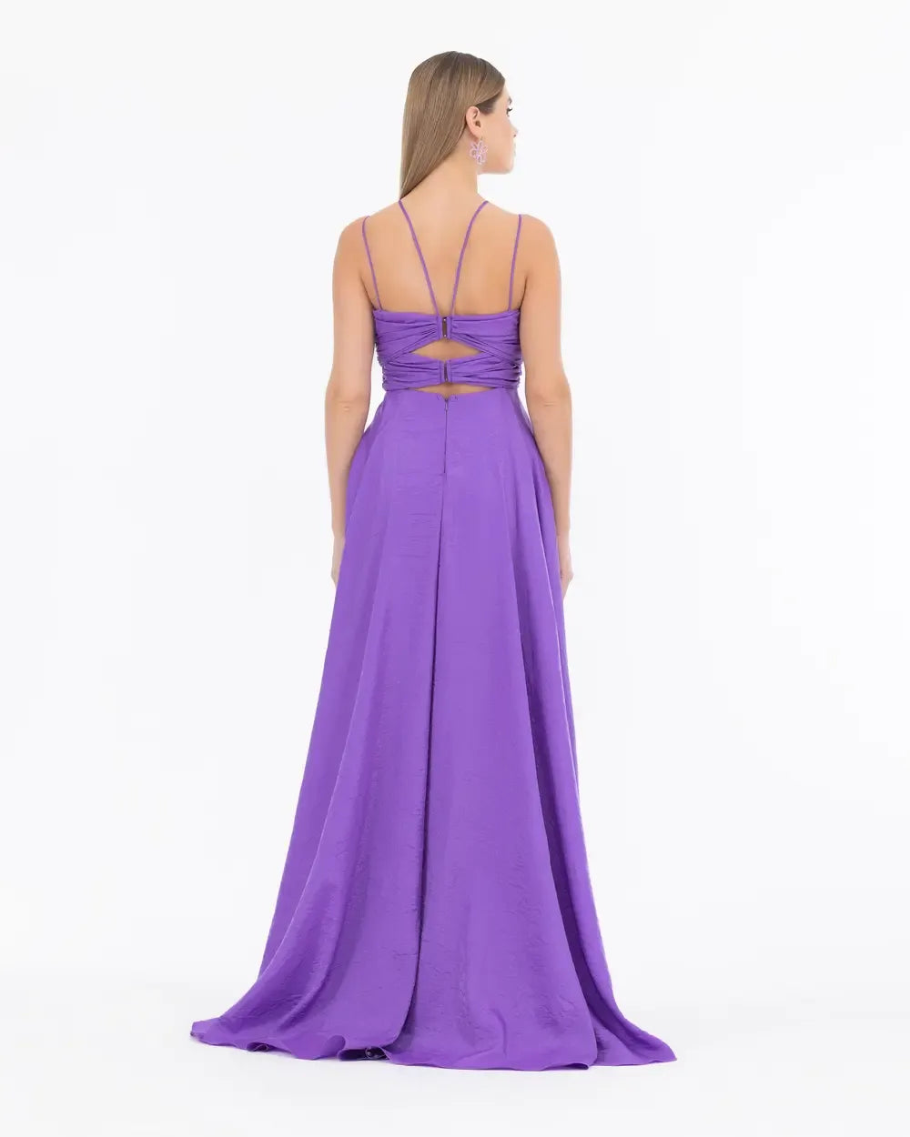 Evening Dress with Cut-Out Detail and Asymmetric Neckline