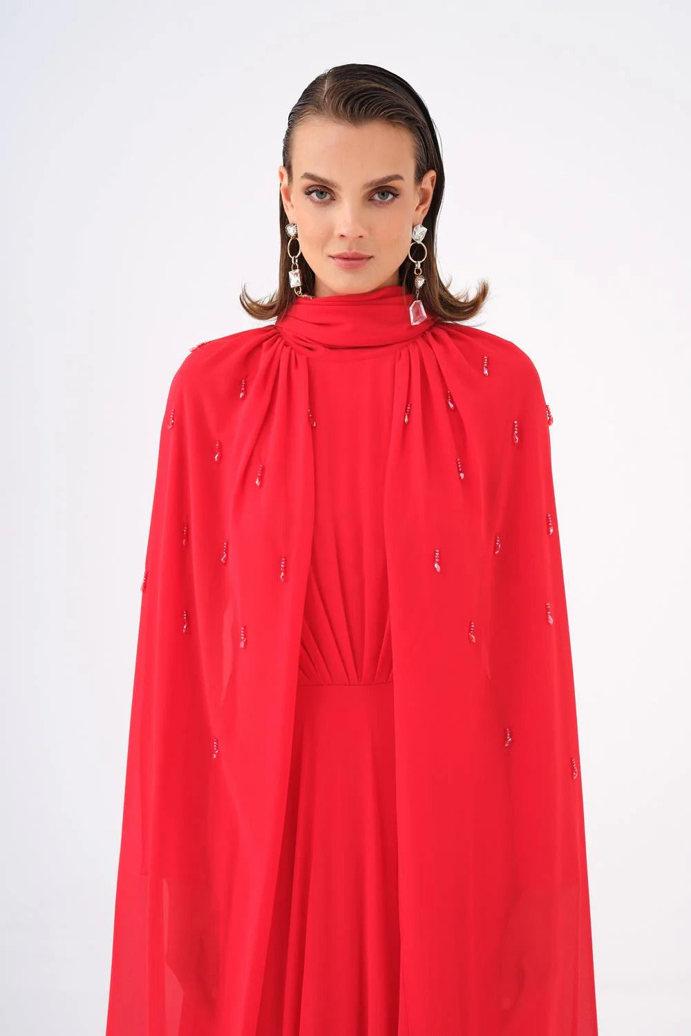 Beaded Chiffon Long Evening Dress