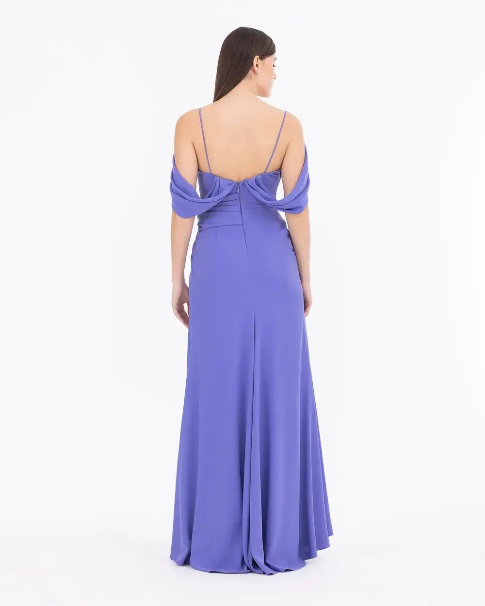 Spaghetti Strap Full-Length Chiffon Evening Dress