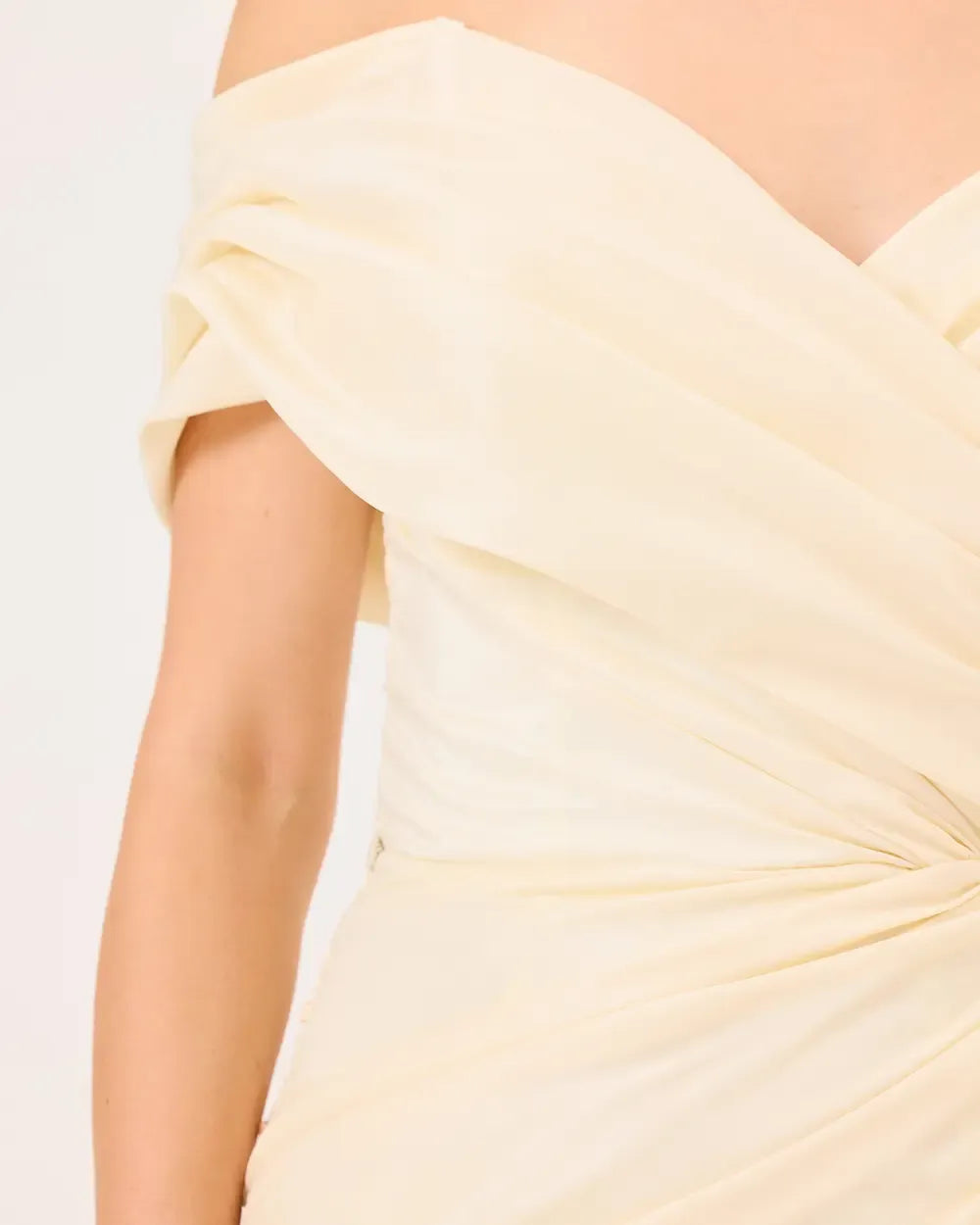 V-Neck Evening Dress with Detachable Skirt and Belt