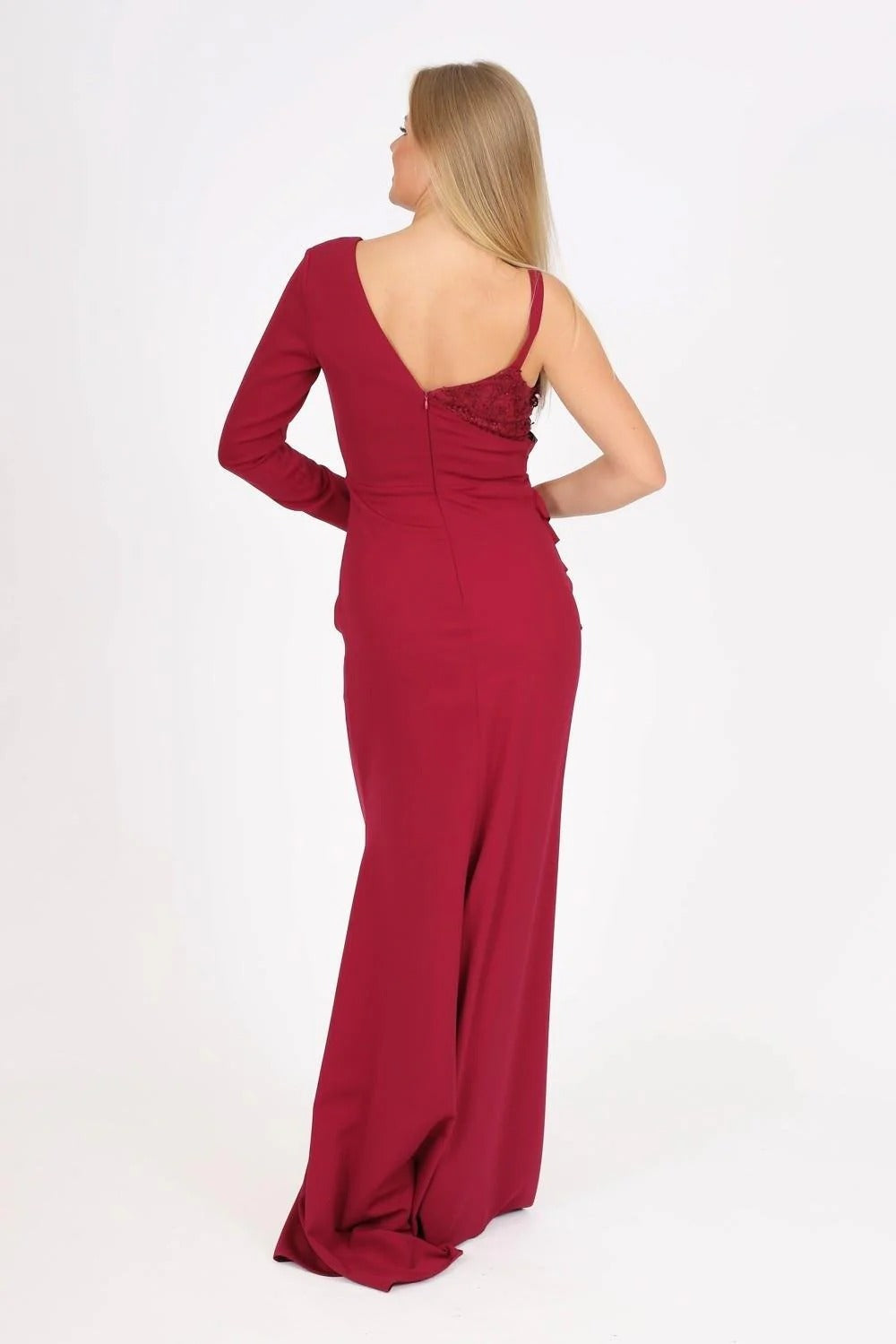 One-Shoulder Lace Long Evening Dress