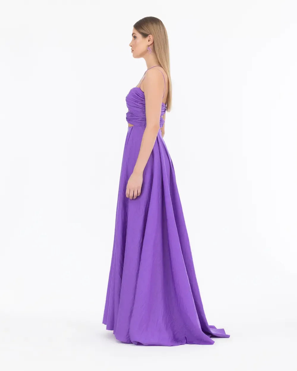 Evening Dress with Cut-Out Detail and Asymmetric Neckline