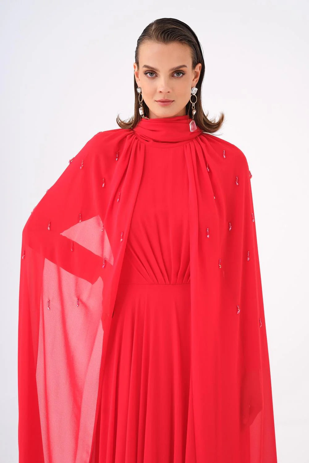 Beaded Chiffon Long Evening Dress